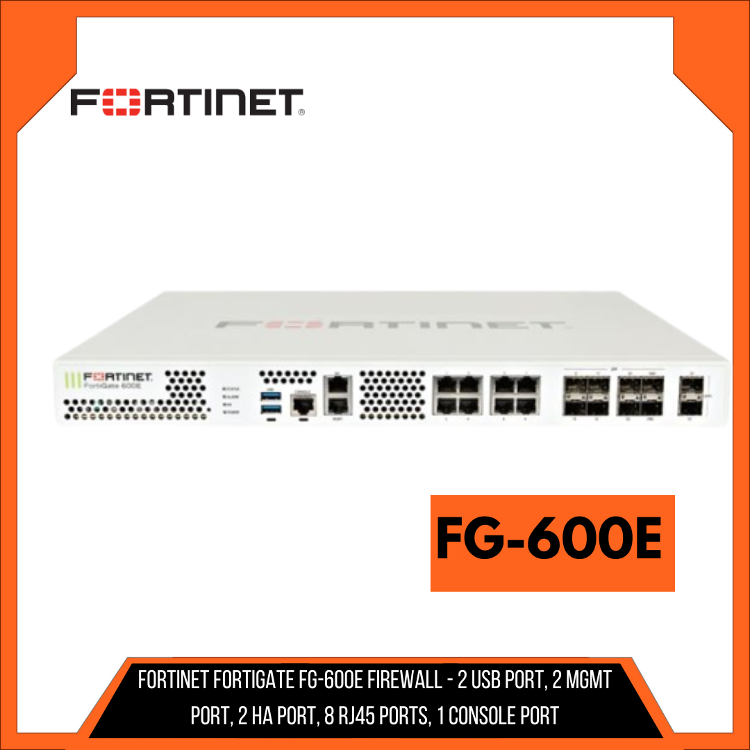 Fortinet FortiGate FG 600E Firewall 2 USB Port 2 Mgmt Port 2 HA