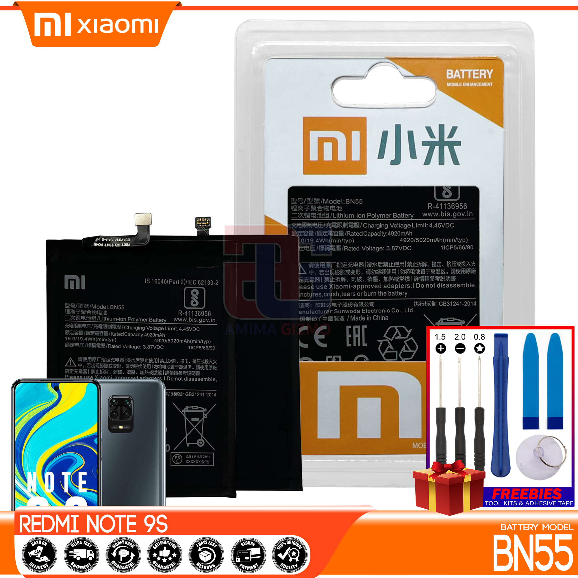 Xiaomi Redmi Note S Battery Original Quality And Capacity Model Bn