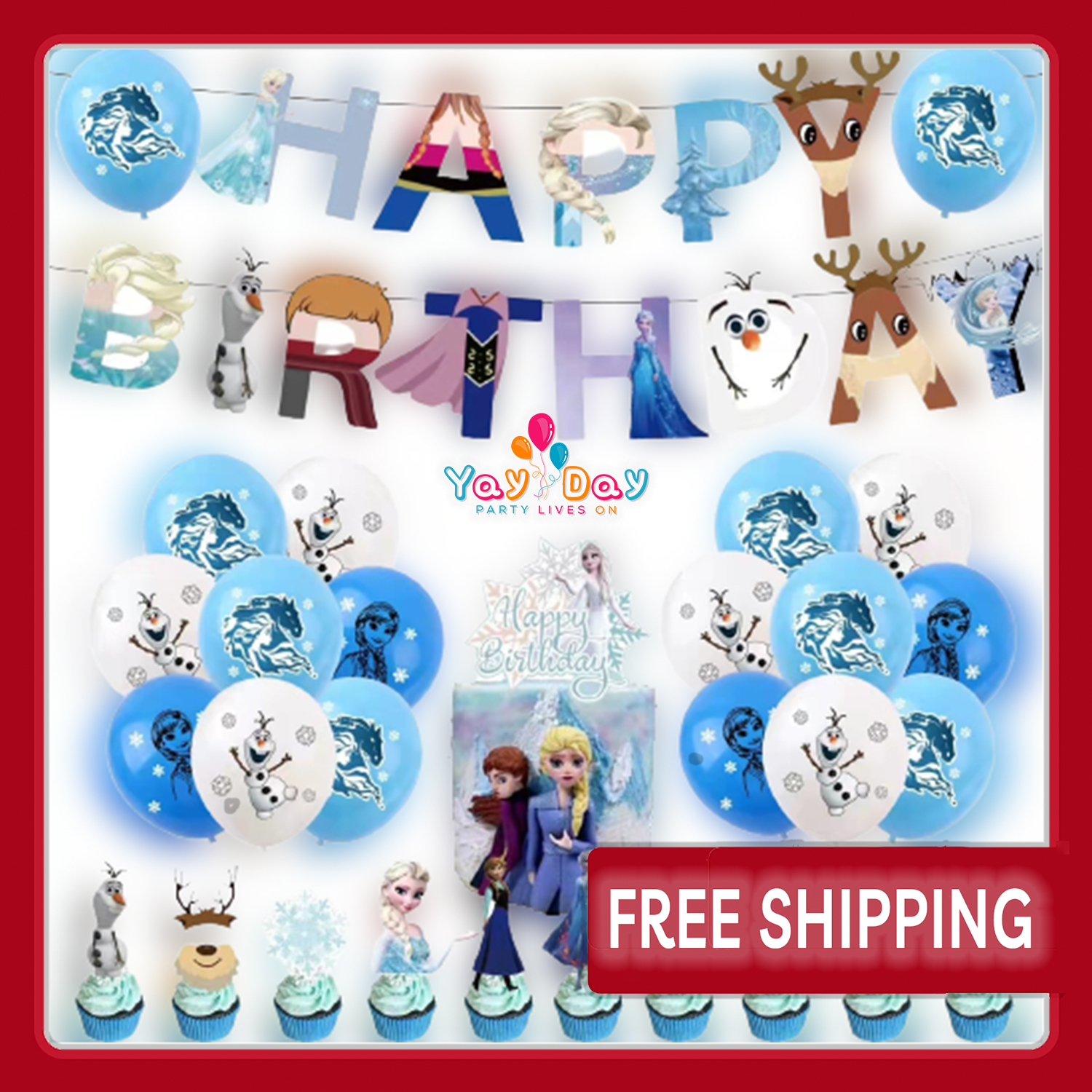 Same Day Shipping 42 Pc Premium Frozen Party Decoration Set Elsa