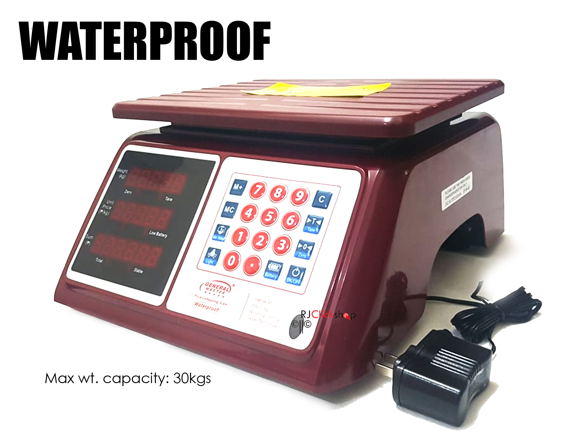 WATERPROOF PRICE COMPUTING DIGITAL WEIGHING SCALE 30kg GENERAL MASTER