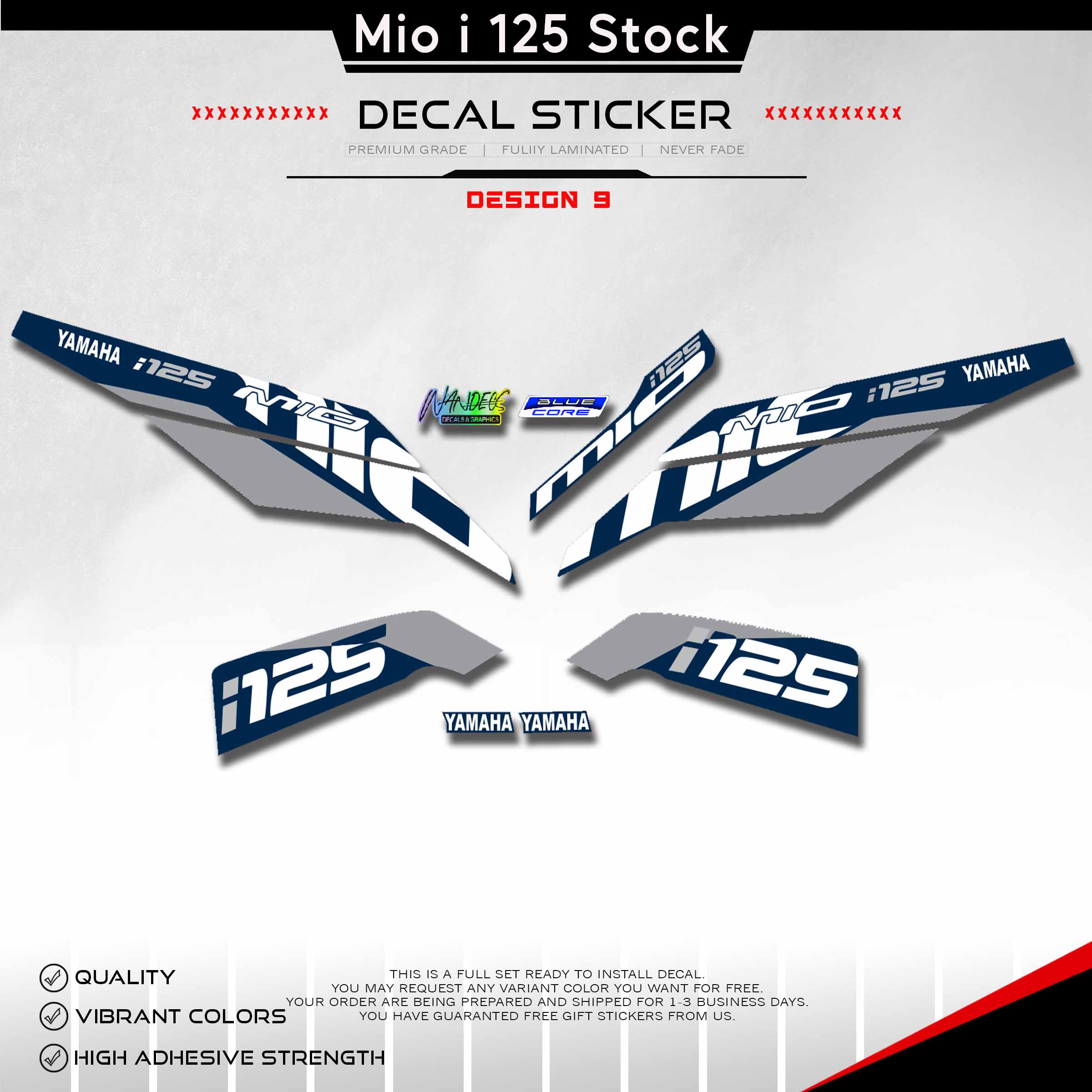 Mio I Stock Decals Riders Base Fully Laminated Gloss Vinyl