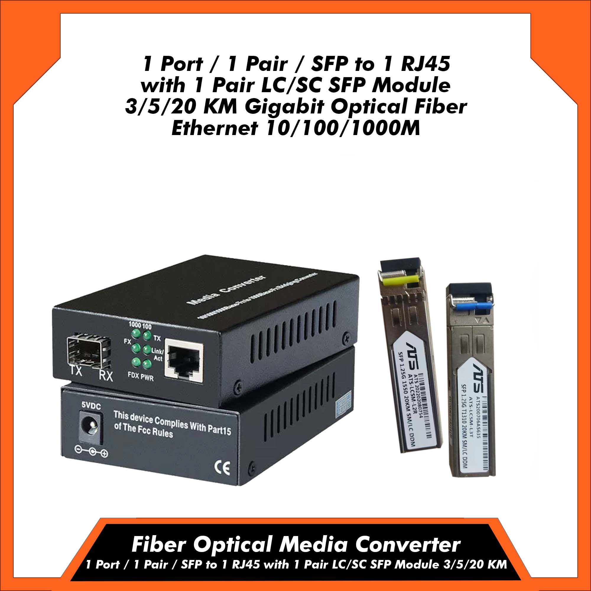 Fiber Optical Media Converter Port Pair Sfp To Rj With