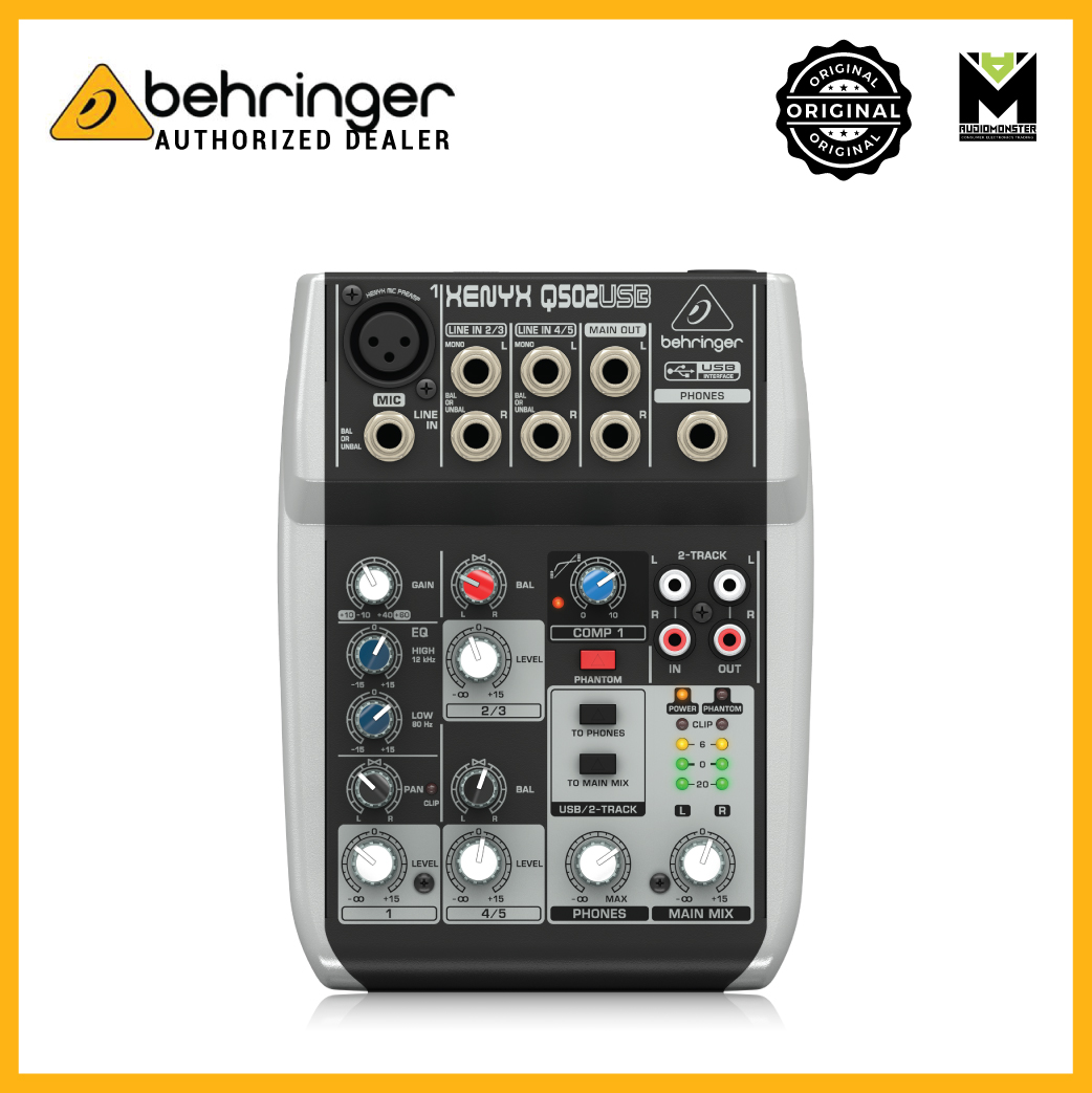 Behringer Xenyx Q502USB Premium 5 Input 2 Bus Mixer With Xenyx Mic