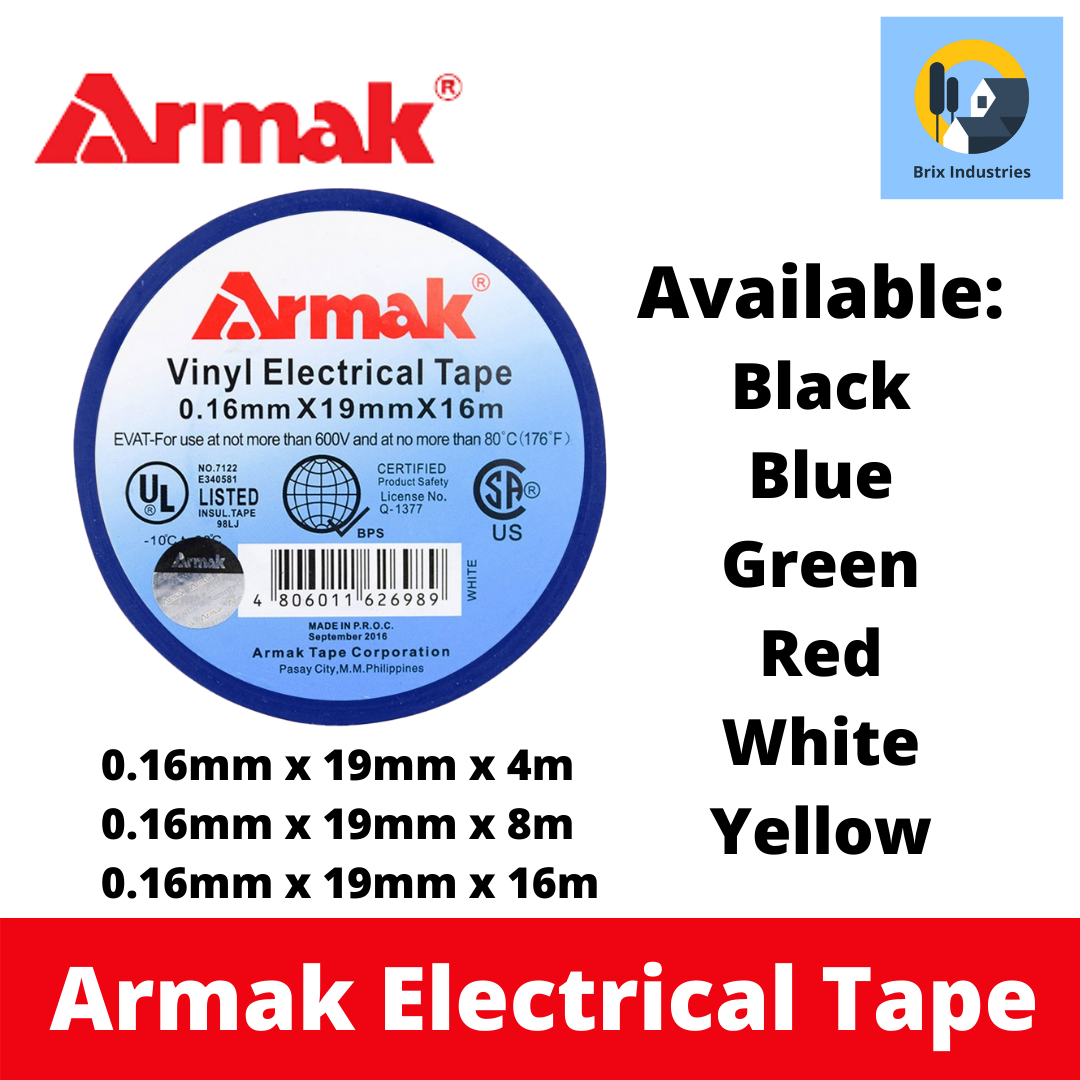 Armak Original Electrical Tape Black Blue Green Red White Yellow 4 8