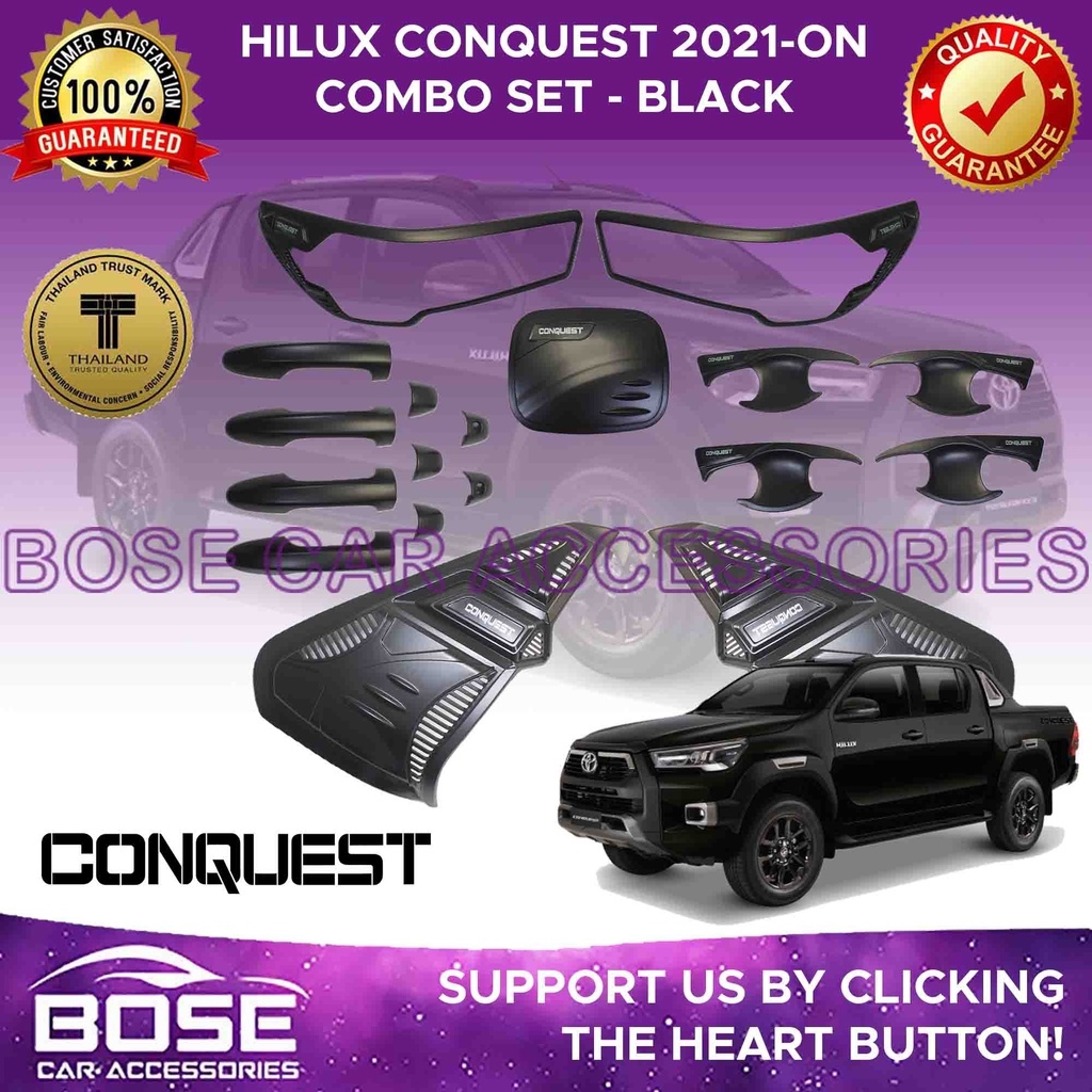 Toyota Hilux Conquest 2021 2022 2023 Model Black Chrome Garnish Cover