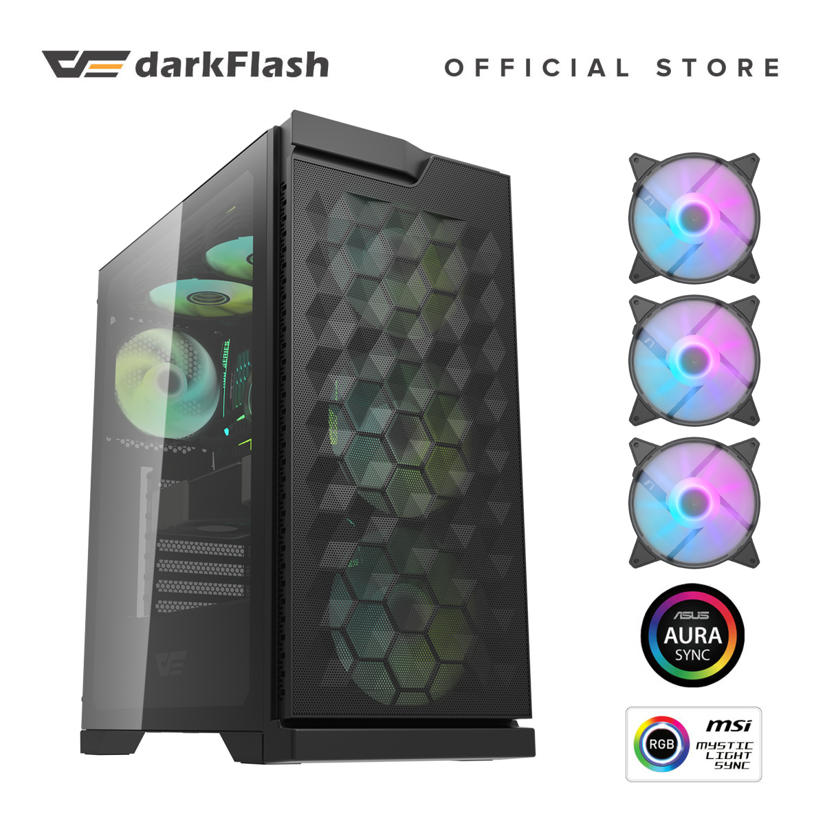 Darkflash Dk Hexagon Mesh Front Panel With Modern Style Atx Gaming