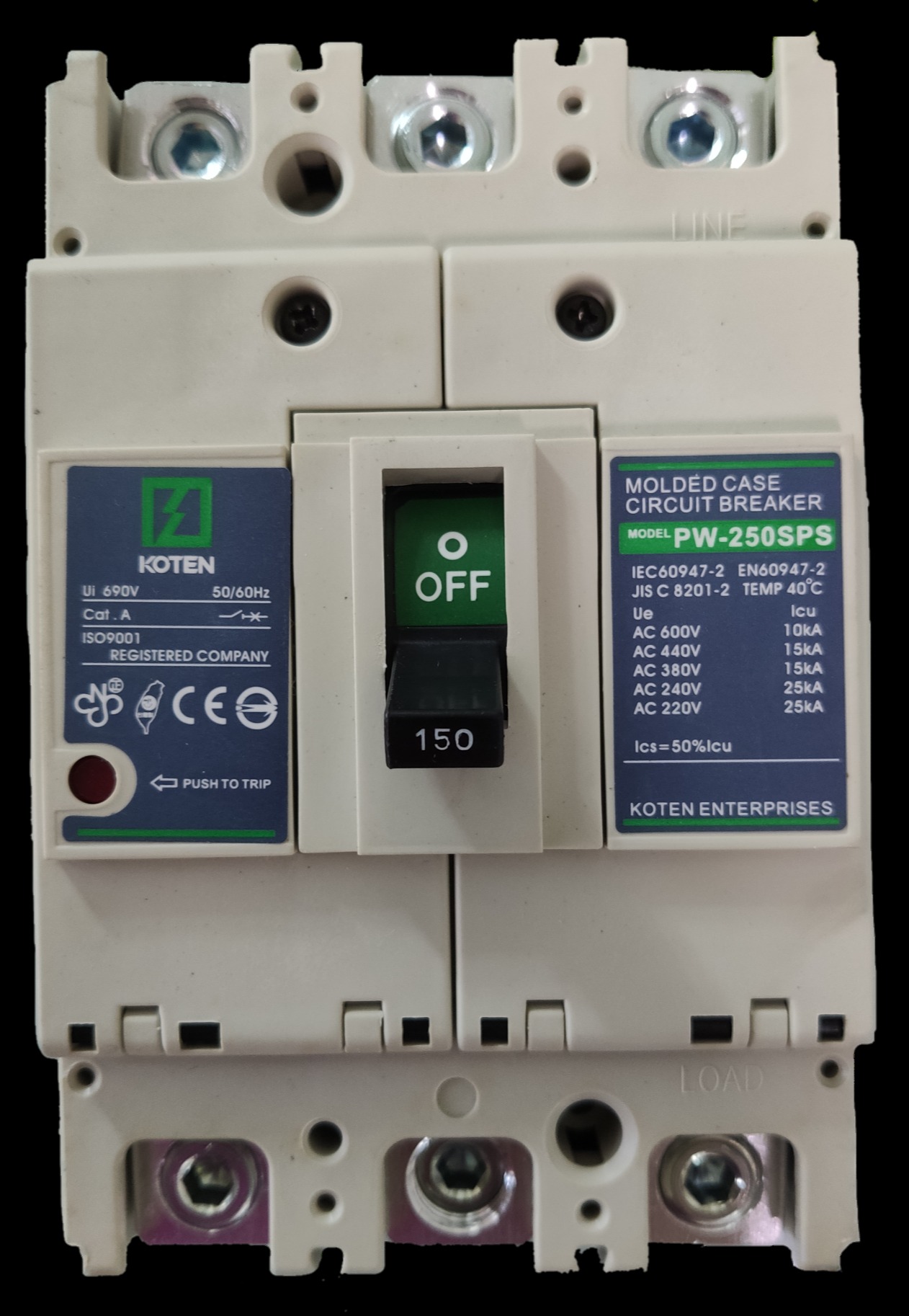 A Molded Case Circuit Breaker Kaic V Three Phase Pole Mccb