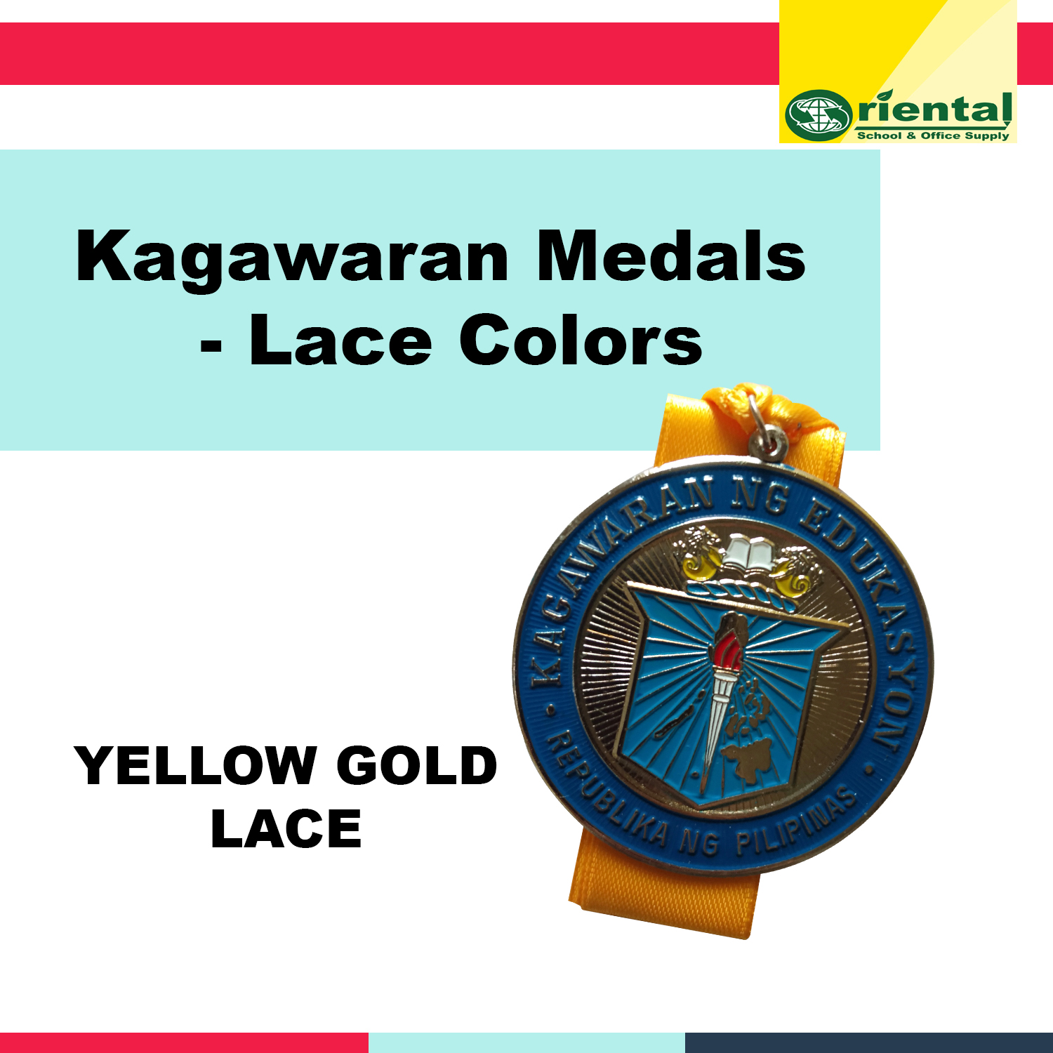 5cm Kagawaran Medals With Yellow Gold Lace Gold Silver And Bronze Medal