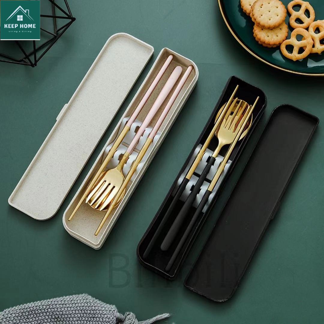 Keephome Stainless Steel Korean In Chopsticks Spoon And Fork