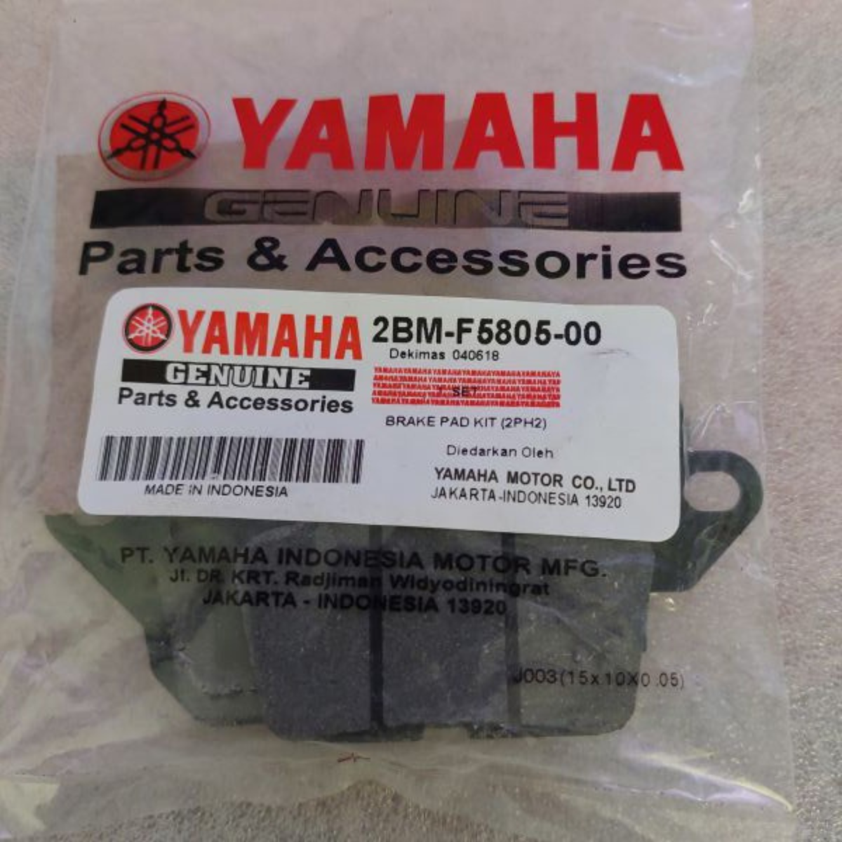 Yamaha Genuine Brake Pad 2BM F5805 00 For Mio Aerox Nmax Front Soul