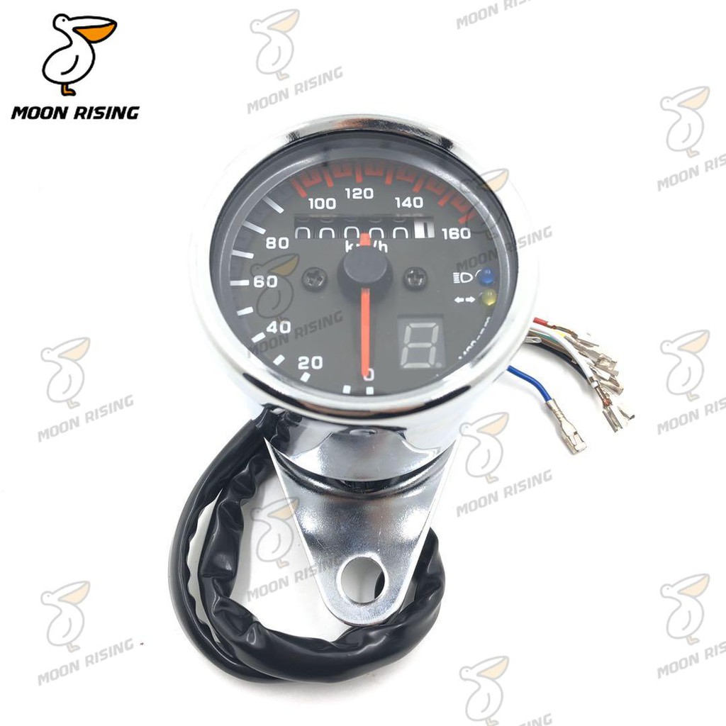 V Motorcycle Kmh Speedometer With Led Odometer Universal Cafe