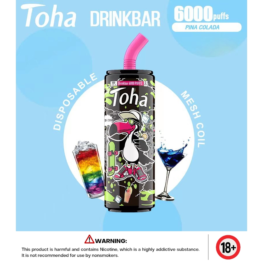 COD TOHA Drink Bar 6000 Puffs Rechargeable Disposable Vape Pod 6k Dispo