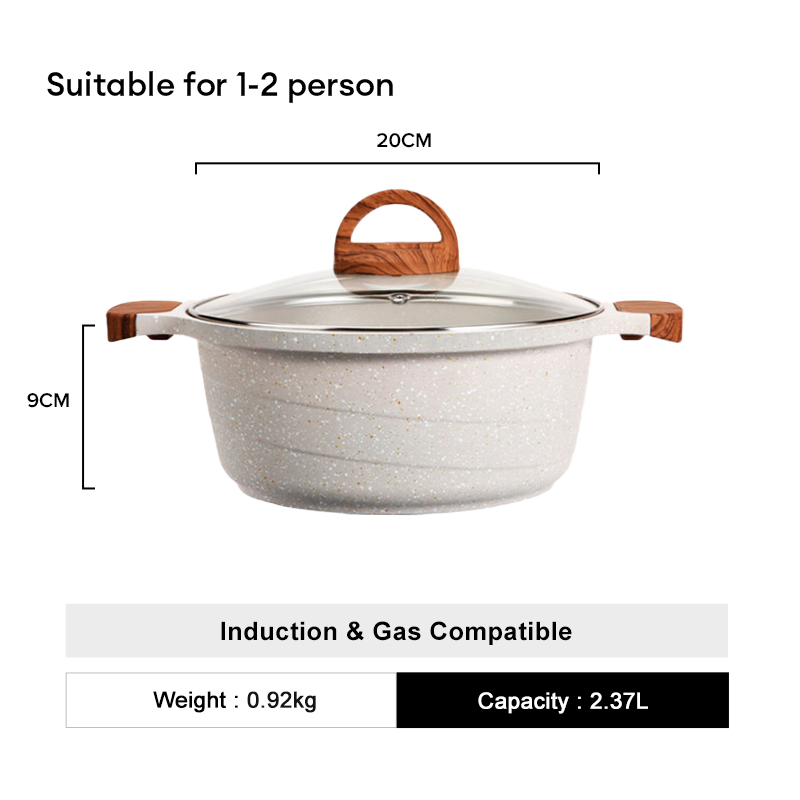 Jeetee Non Stick Casserole Pot With Cover Cm Aluminum Big