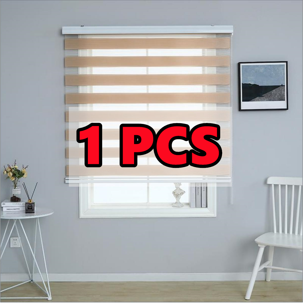 ELWS Store New Venetians Duo Roller Blinds Light Brown Color Window