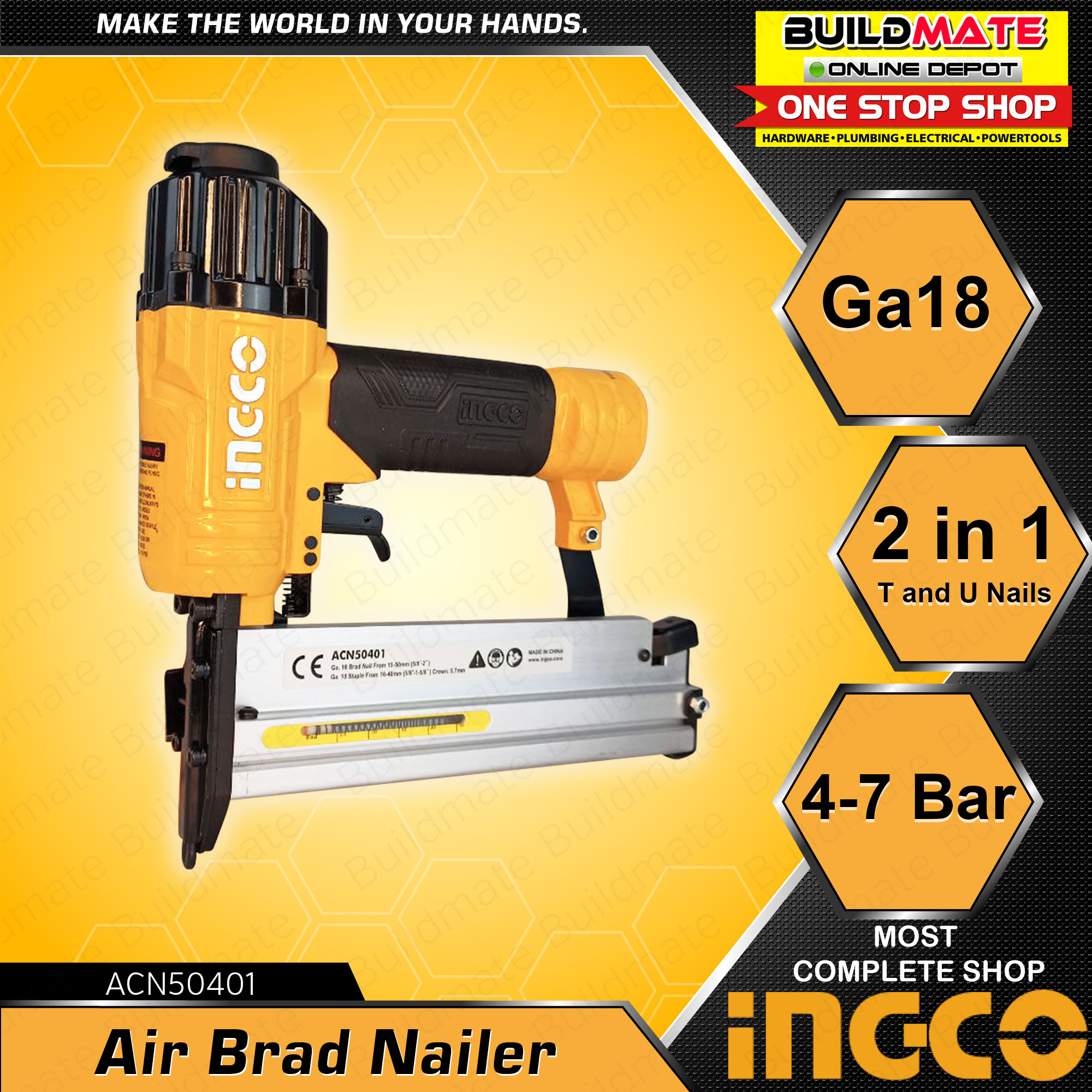 INGCO 2 In 1 Combo Air Brad Nailer ACN50401 BUILDMATE IHT Lazada PH