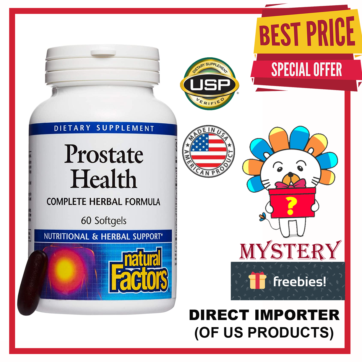 Natural Factors Prostate Health Complete Herbal Formula 60 Softgels