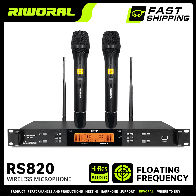 Wireless Microphone Karaoke Dual UHF Handheld Microphones Heavy Duty