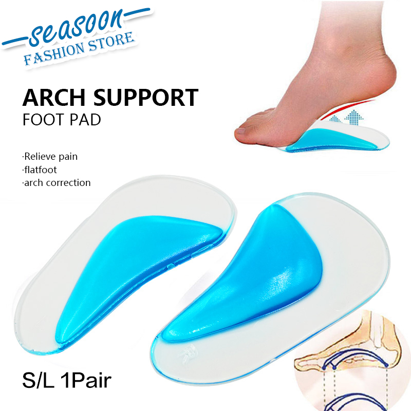 Silicone Gel Orthotic Arch Support Insoles Flat Foot Corrector Shoe