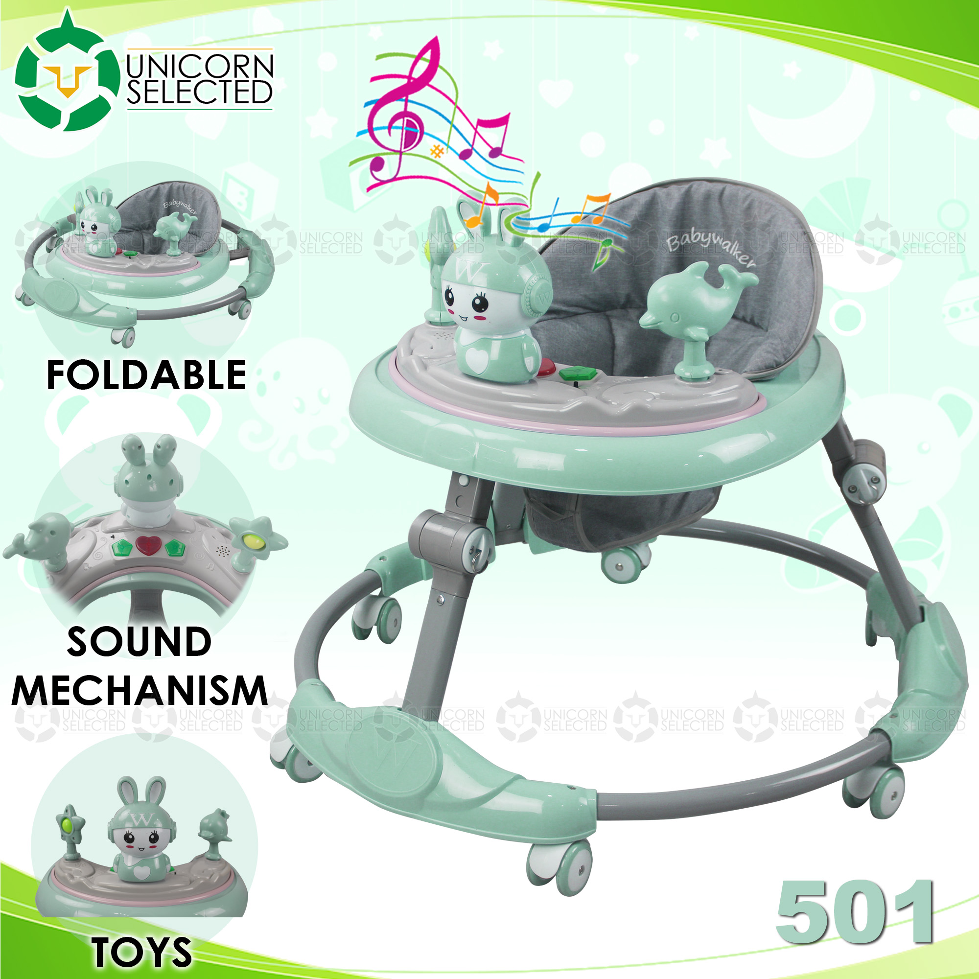 Baby Walker With Wheels Infant Balance Car Foldable Activity Walker