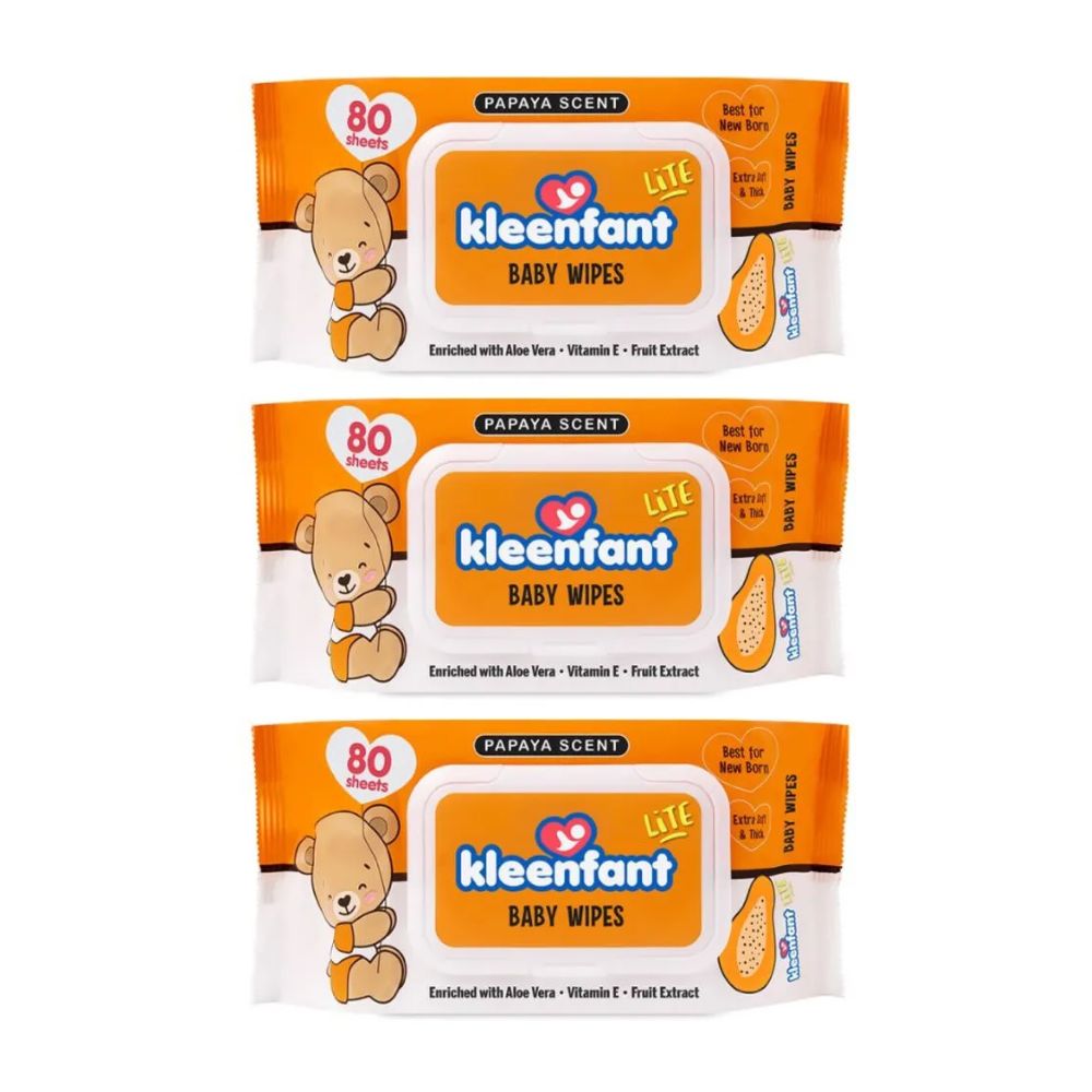 Kleenfant Lite Baby Wipes Papaya Scent Tender Sheets Pack Of S