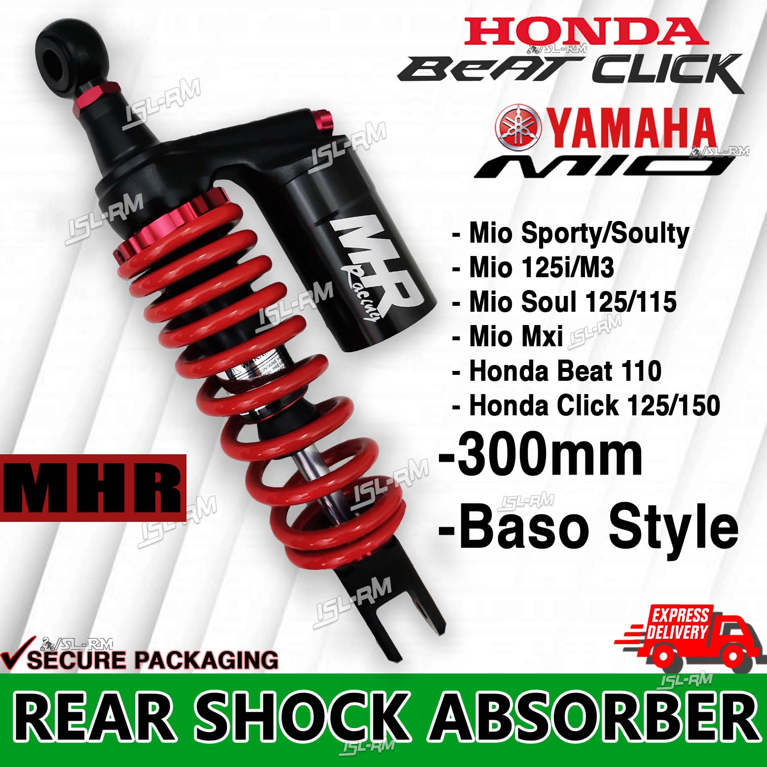 Mhr Rear Shock Absorber Mm Red And Black Mio Beat Click Plug And