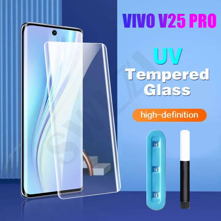 Nano UV Light Full Adhesive Glue Liquid Curve Tempered Glass For Vivo