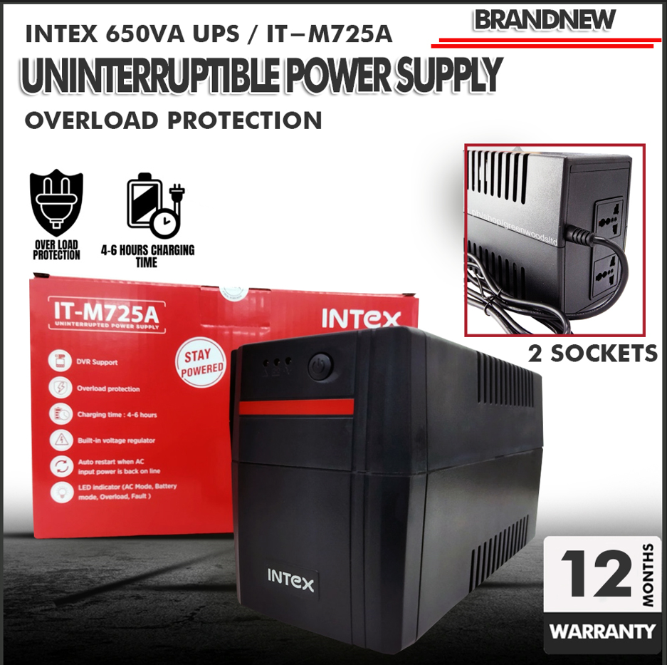 Brandnew INTEX 650VA UPS IT M725A Uninterrupted Power Supply