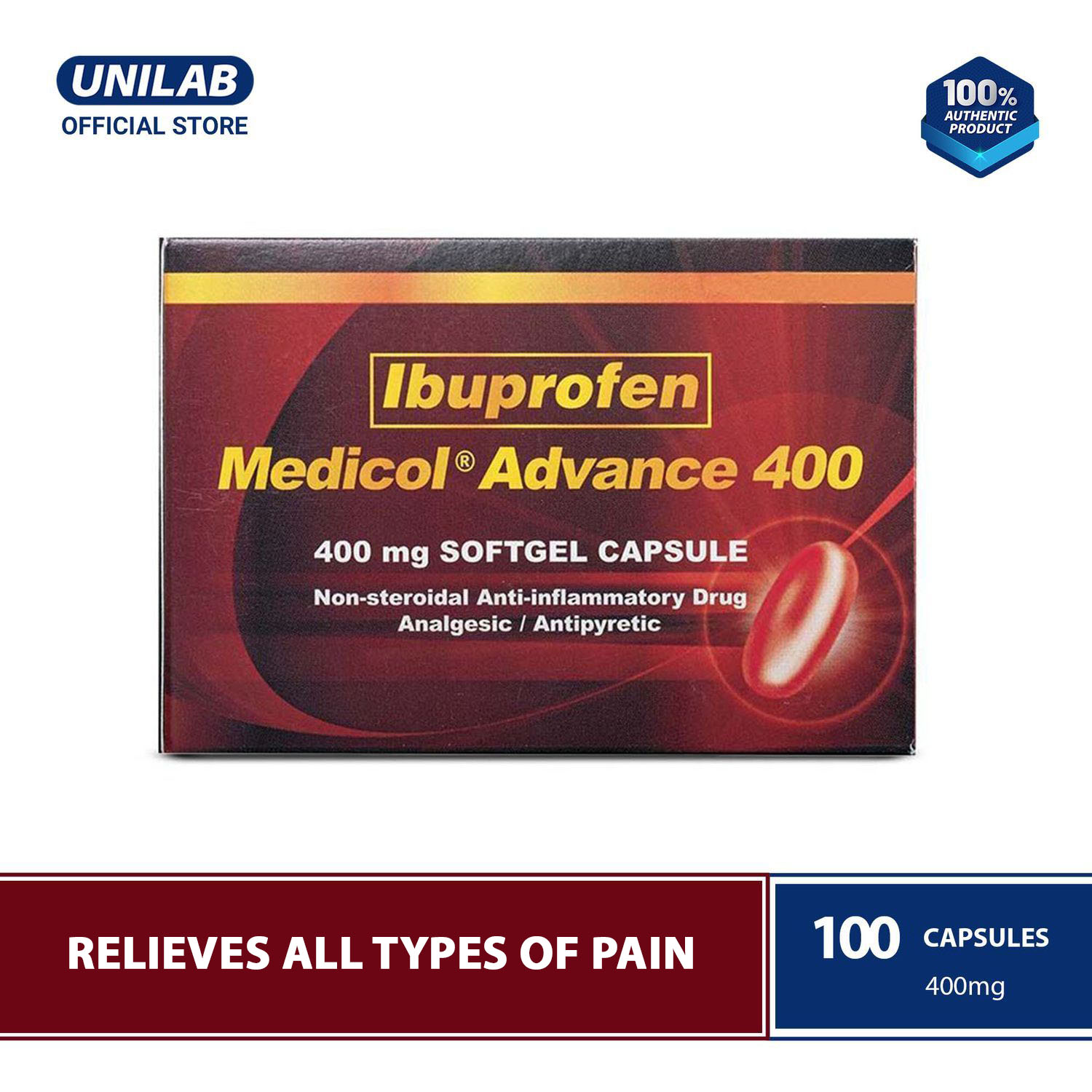 Unilab Medicol Advance 400 Mg 100 Ibuprofen Capsules For Fast Relief