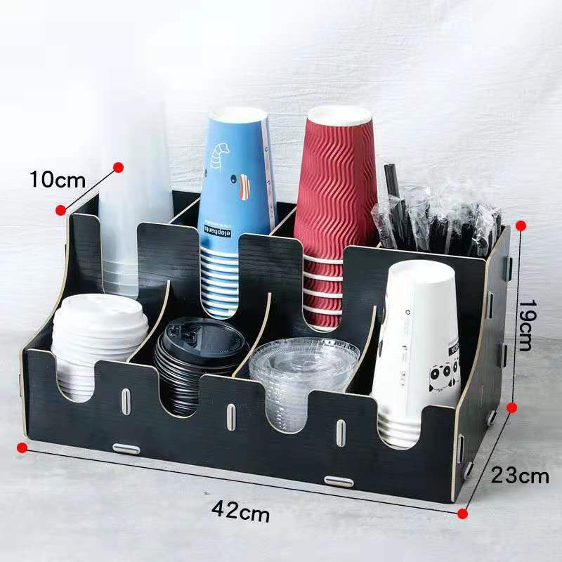 Cup And Straw Holder Milktea Coffee Paper Cup Dispenser Space Saver