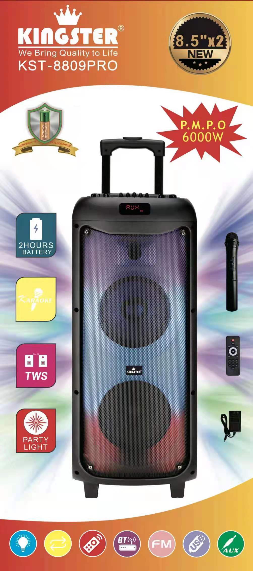 Kst Pro Dual Portable Wireless Bluetooth Karaoke Speaker With