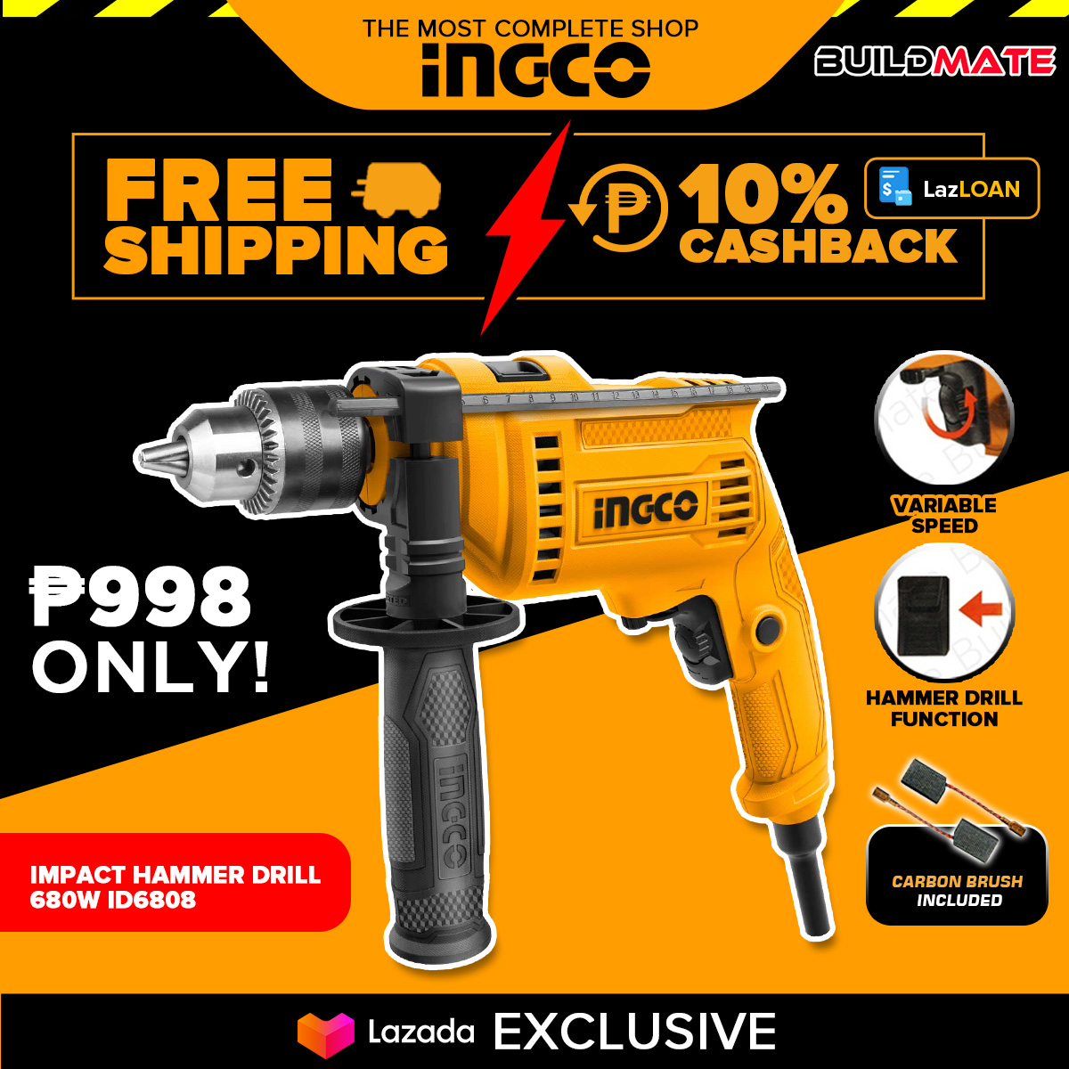 Exclusive Buildmate Ingco W Electric Impact Drill Id P Cement