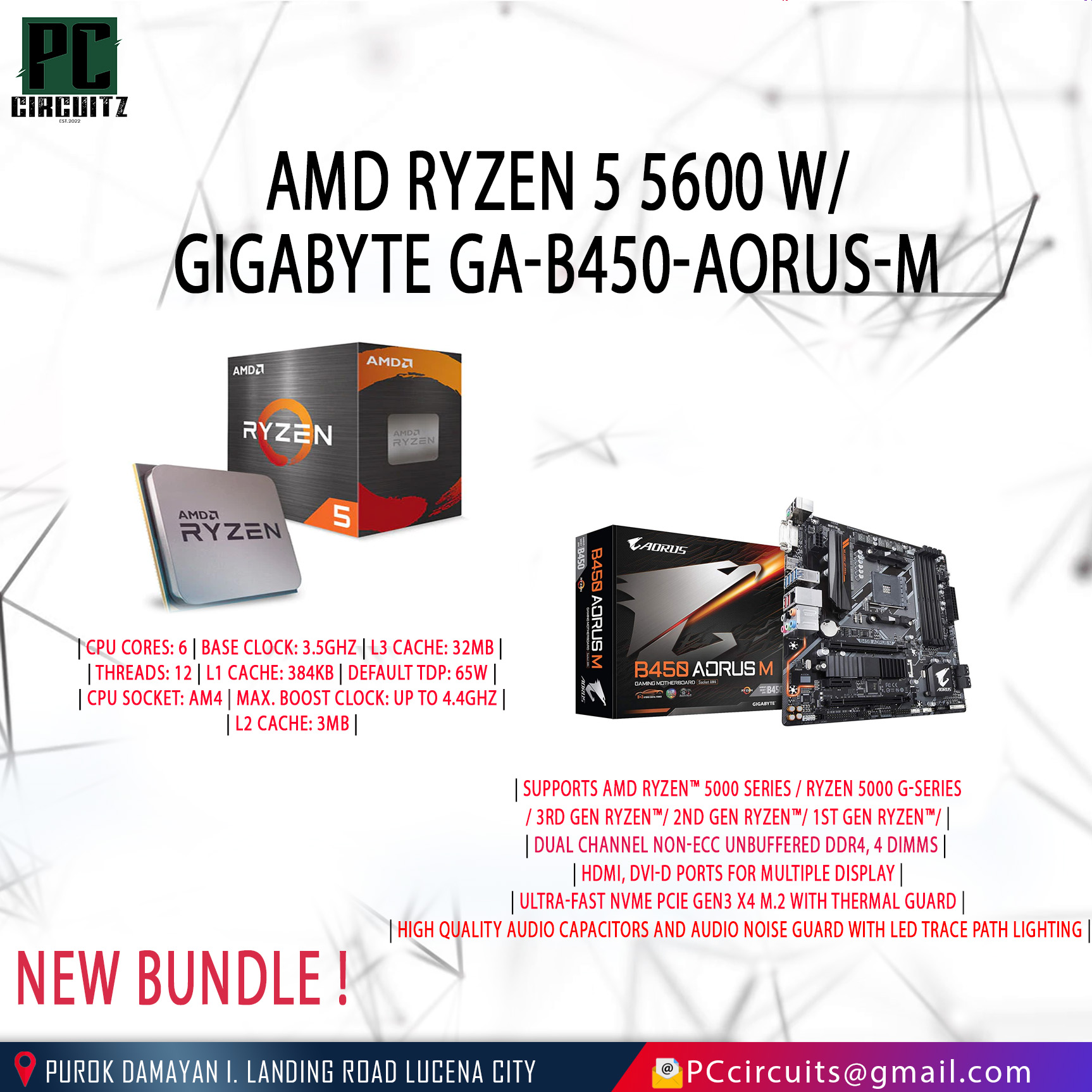 AMD RYZEN 5 5600 GIGABYTE GA B450 AORUS M NEW BUNDLE Lazada PH