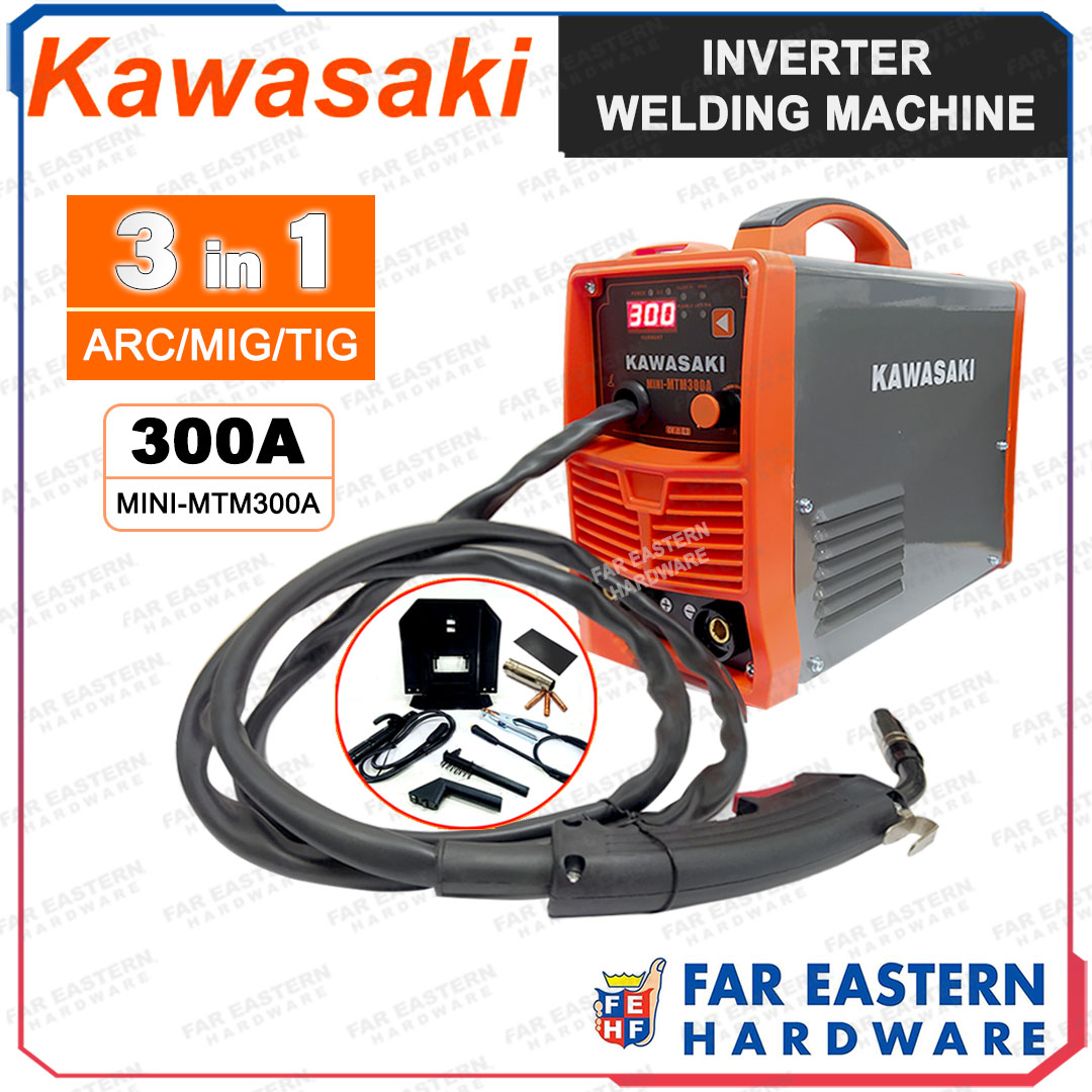 KAWASAKI Mig Tig Arc 3in1 Inverter Welding Machine IGBT 300A MINI