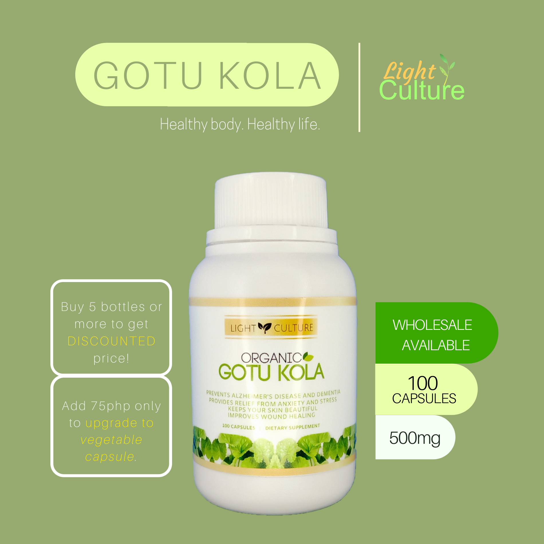 Gotu Kola Capsule 100caps 500mg Herbal Supplement Lazada PH