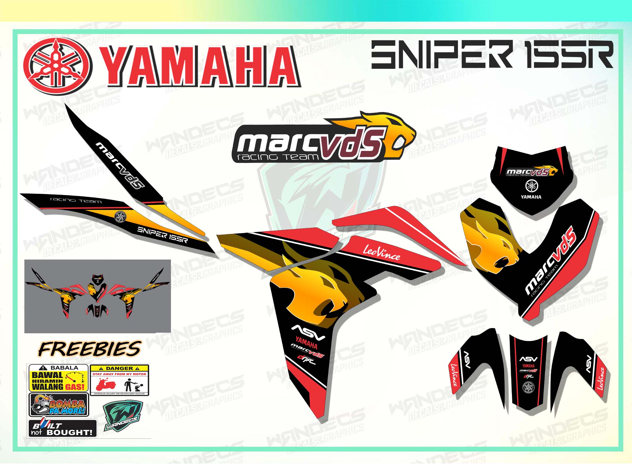 Yamaha Sniper 155 Decals Fully Laminated Gloss Vinyl High Grade