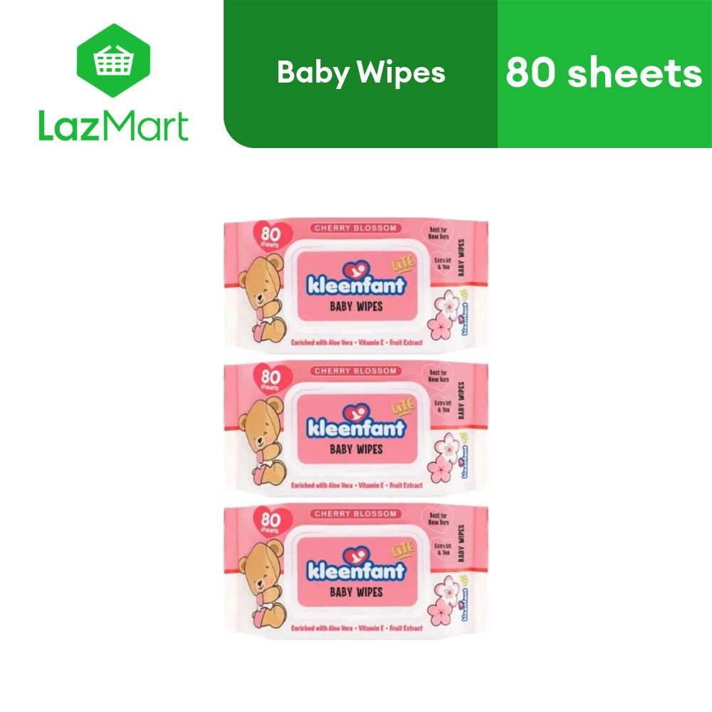 Kleenfant Lite Baby Wipes Cherry Blossom Scent Tender Sheets Pack