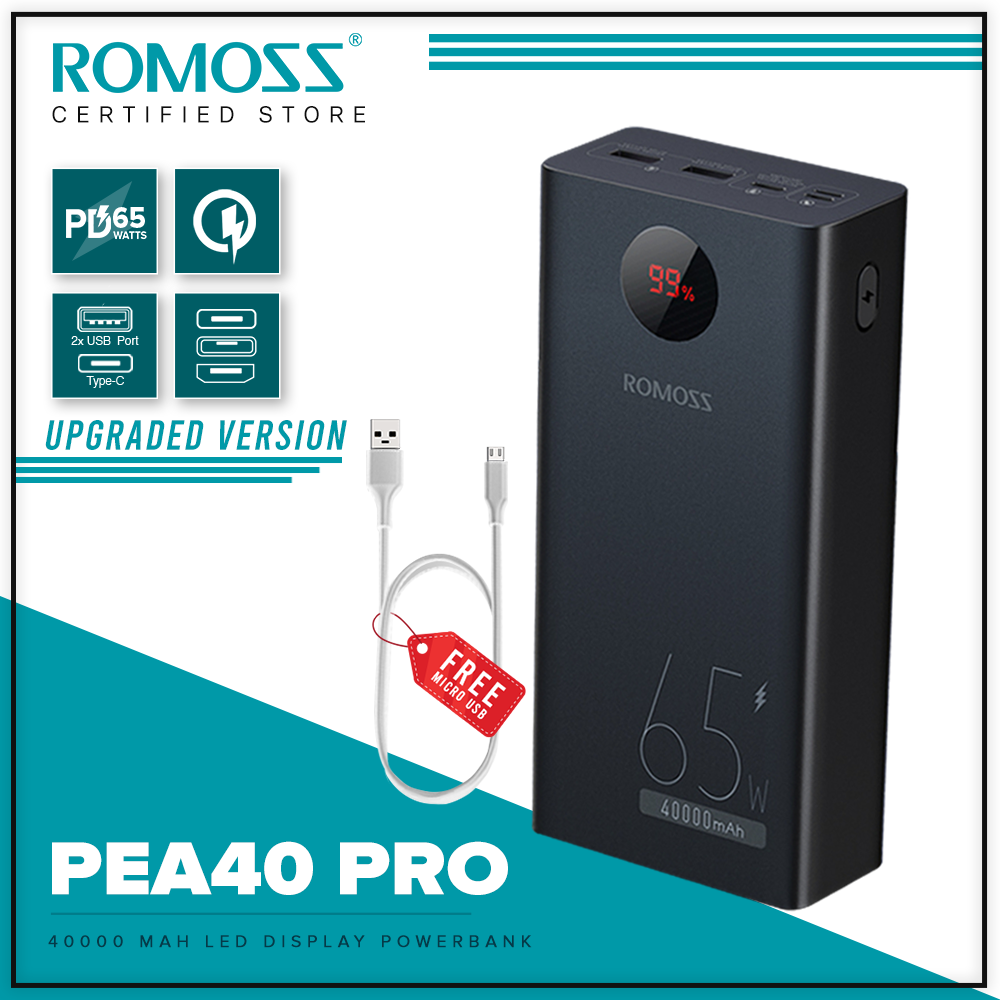 Romoss Laptop Powerbank PD QC3 0 65W 45W Fast Charging PEA40 Pro