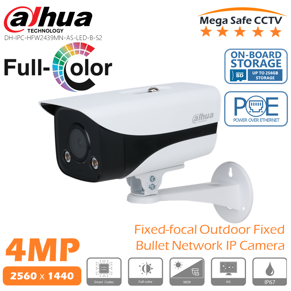 Dahua DH IPC HFW2439MN AS LED B S2 4MP Lite Full Color Fixed Focal