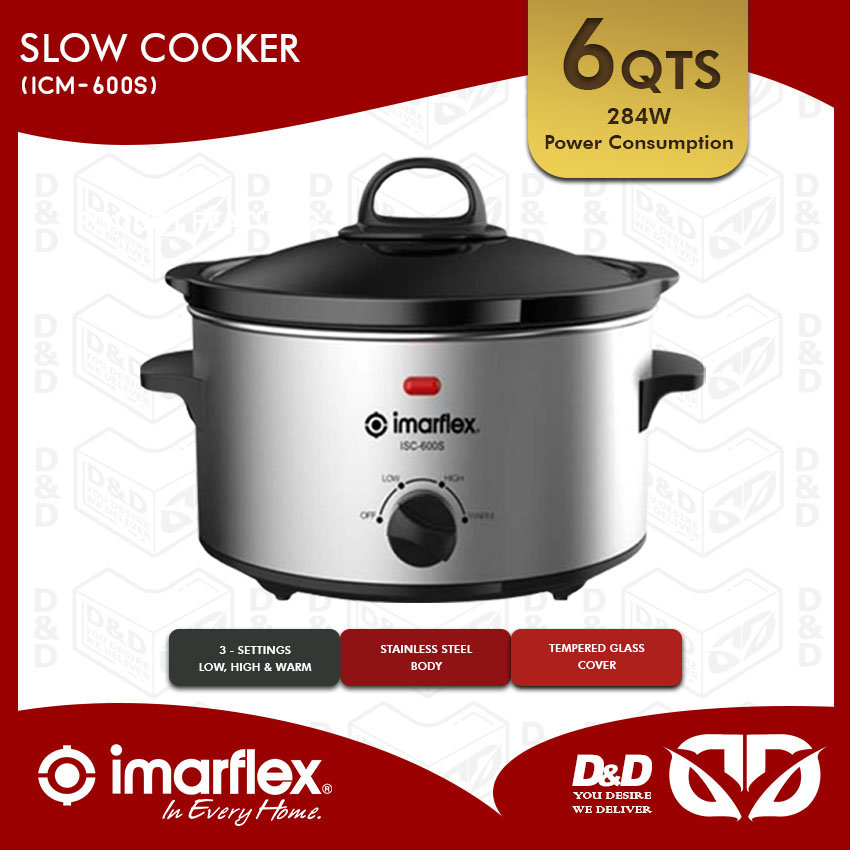 D D Imarflex 6QTS Slow Cooker Stainless Steel Body ISC 600S