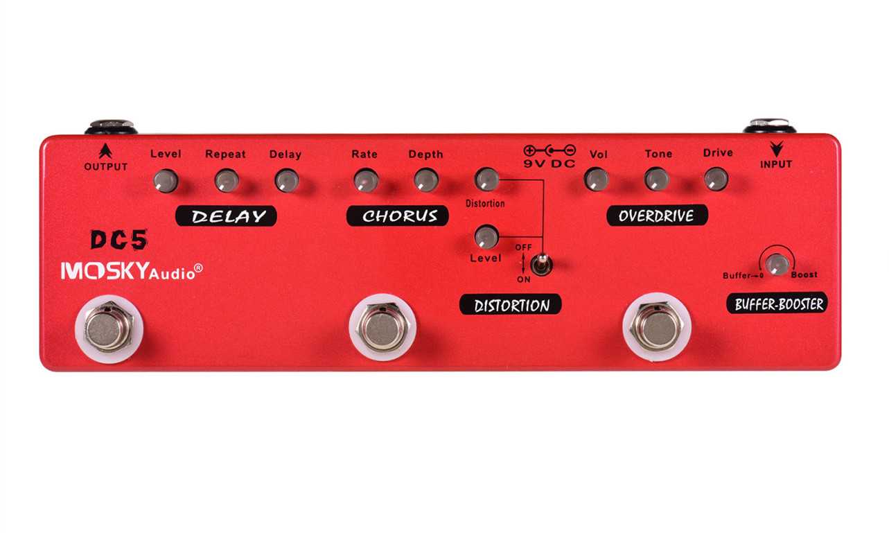 MOSKY DC5 6 In 1 Guitar Multi Effects Pedal Delay Chorus Distortion