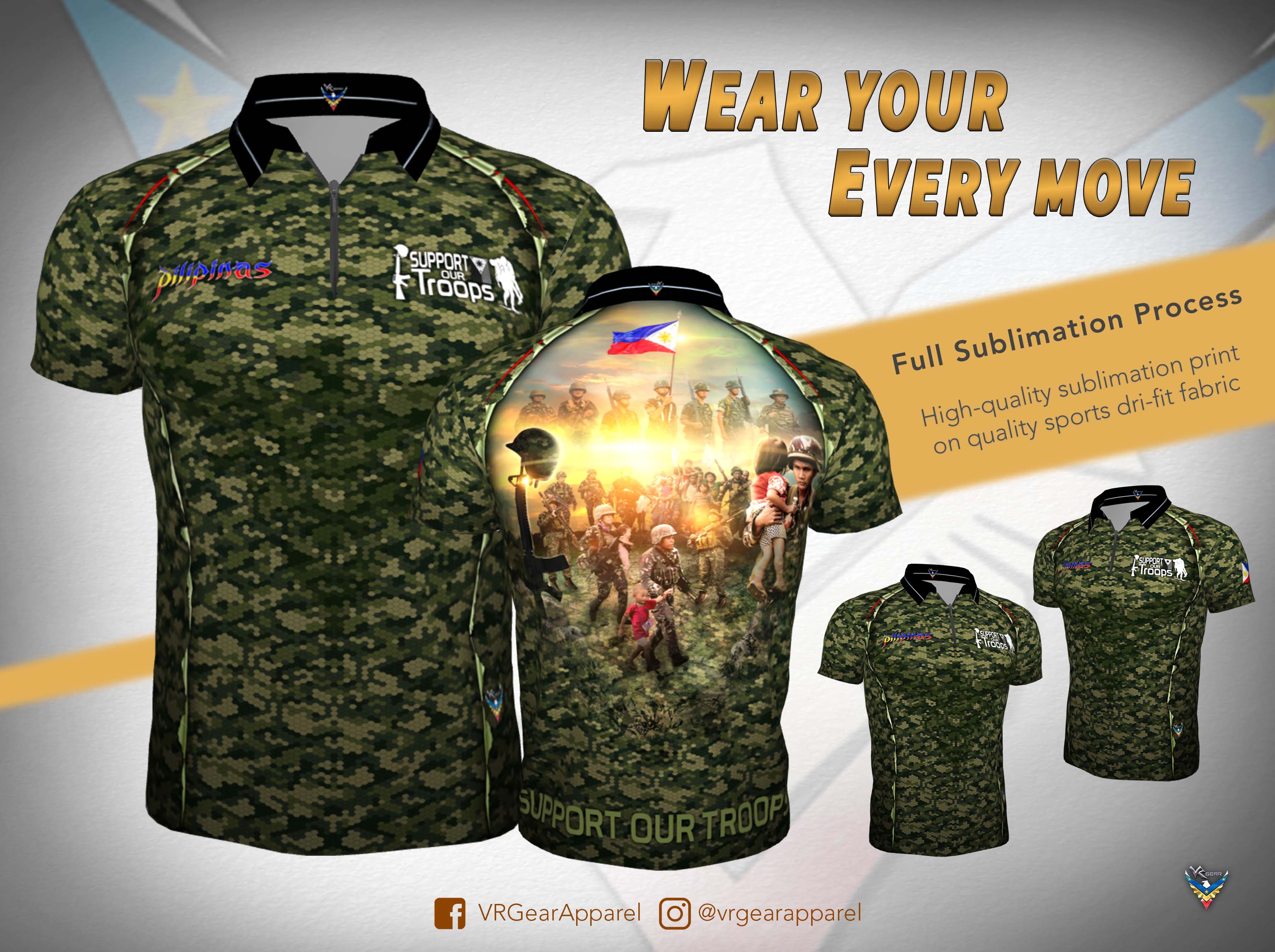 Support Our Troops Camo Vr Gear Apparel Polo Sold Per Piece Drifit