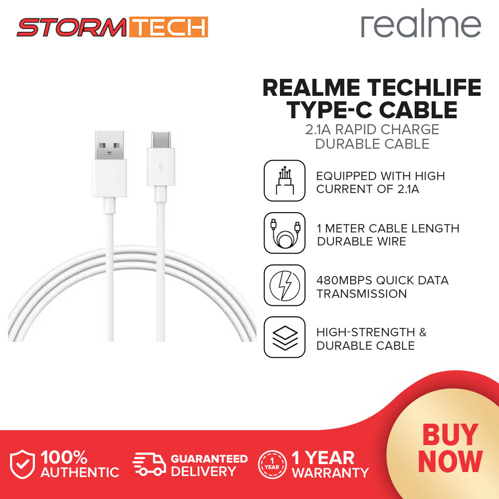 Realme TechLife Type C Cable 2 1A Rapid Charge 480Mbps Quick Data