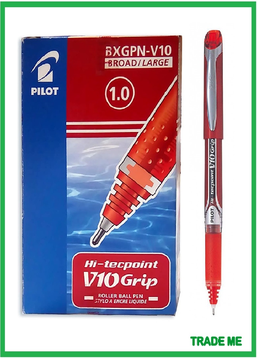 SIGN PEN PILOT V10 GRIP HI TECPOINT 1 0MM BROAD LARGE 12 Pcs BOX