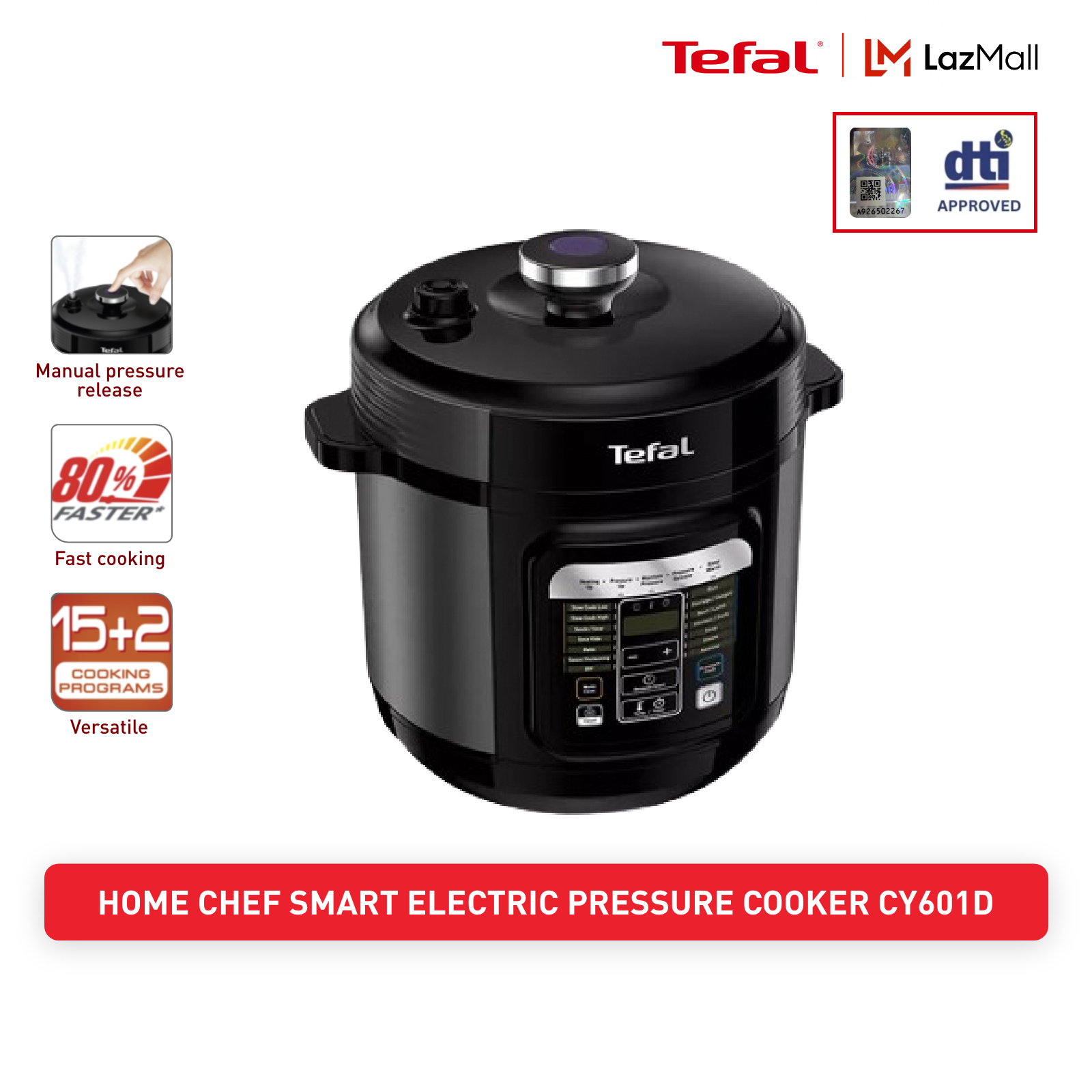 Tefal Home Chef Smart Electric Pressure Cooker CY601D65 Multicooker