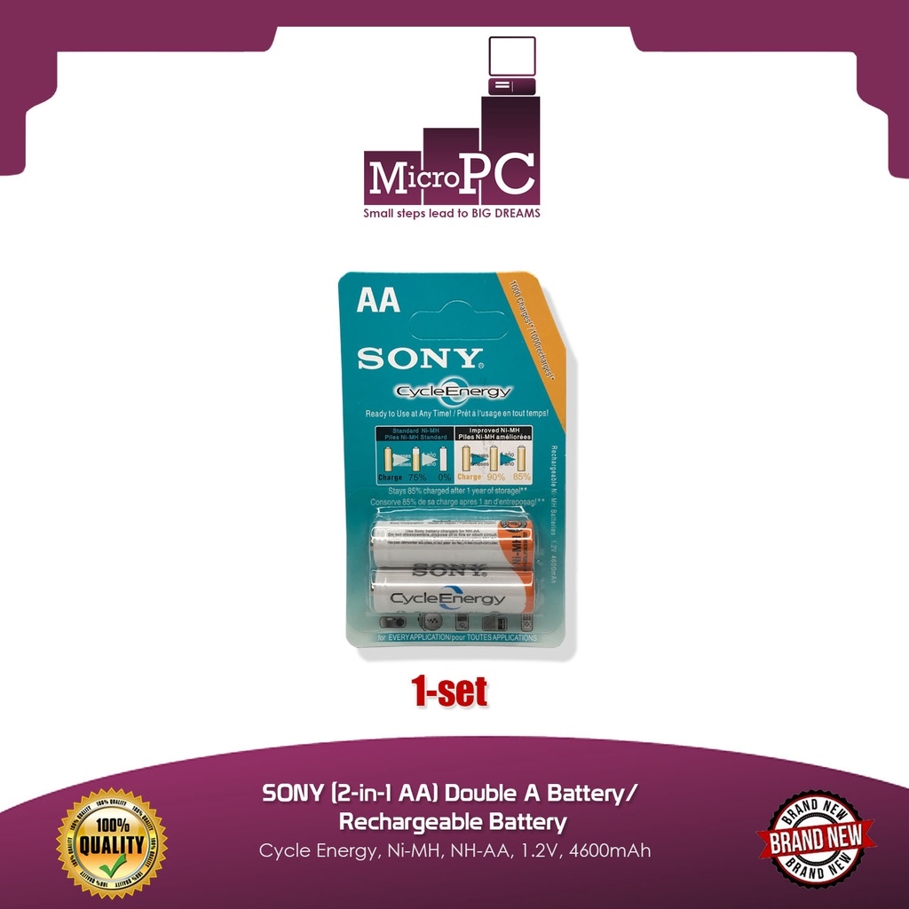 SONY AA 2 In 1 AA Double A Battery Rechargeable Battery Cycle Energy