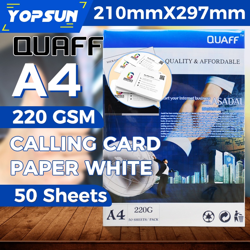 White Calling Card Paper A4 220 250gsm 50sheets Matte Quaff Brand