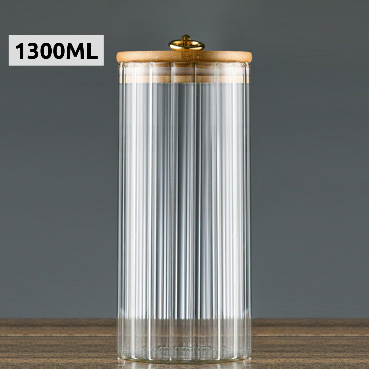 Locaupin Borosilicate Glass Canister Jar With Bamboo Lid And Metal Ring