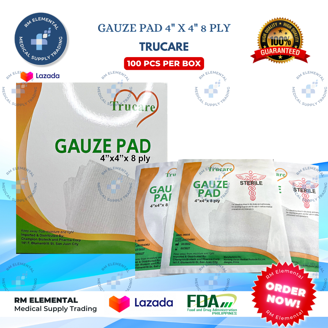 TRUCARE GAUZE PAD 4 X 4 X 8 PLY STERILE 100 Pcs 1 BOX Lazada PH