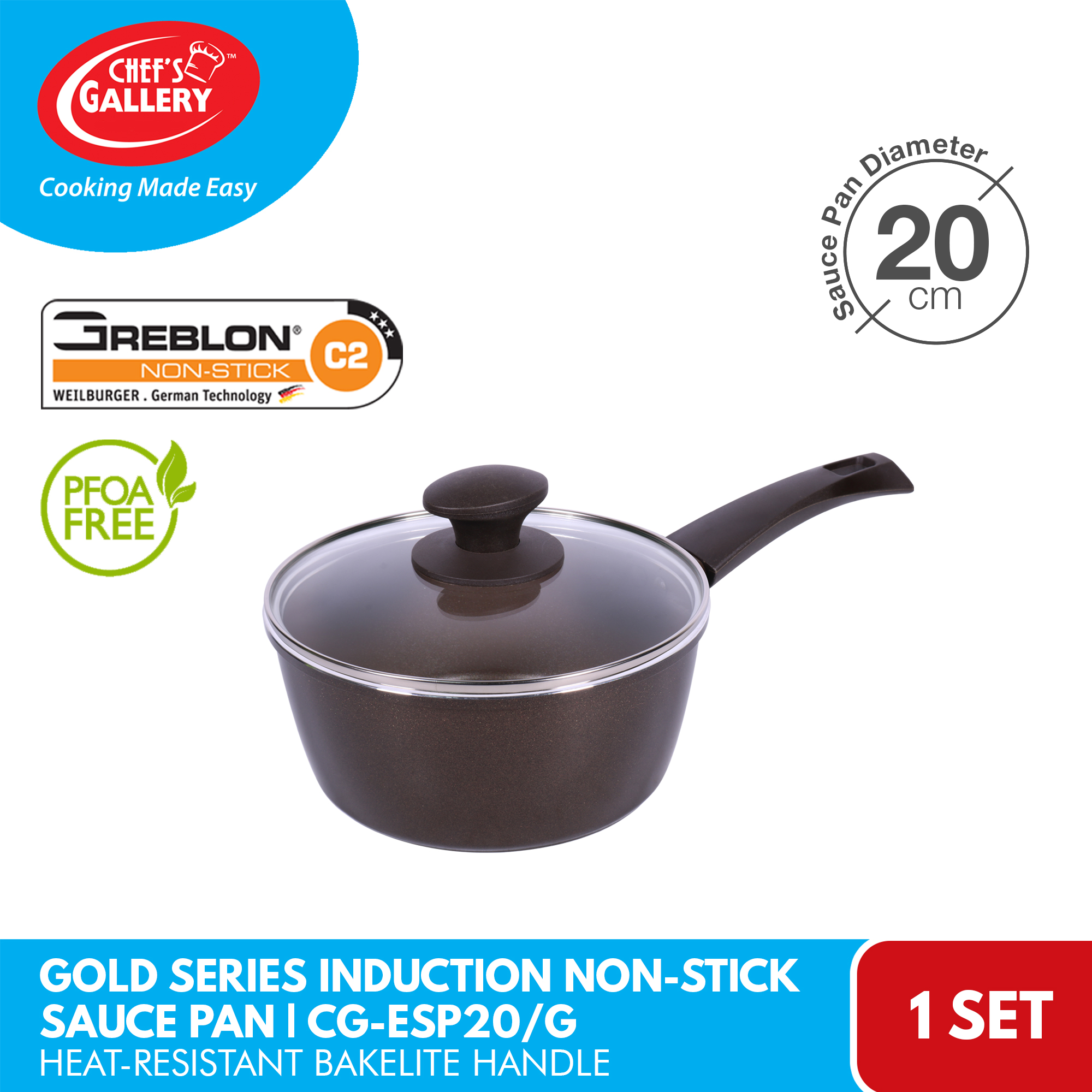 Chef S Gallery Gold Series Greblon C Non Stick Sauce Pan Bakelite