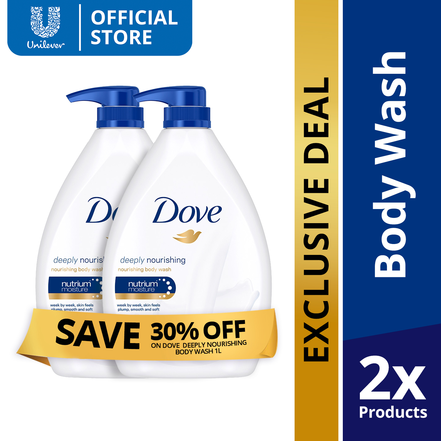 Buy 2 Dove Body Wash Deeply Nourishing 1 Liter Get 30 Off Lazada PH